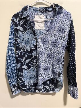CINO Java Sea Mix Button Down Shirt Size XS